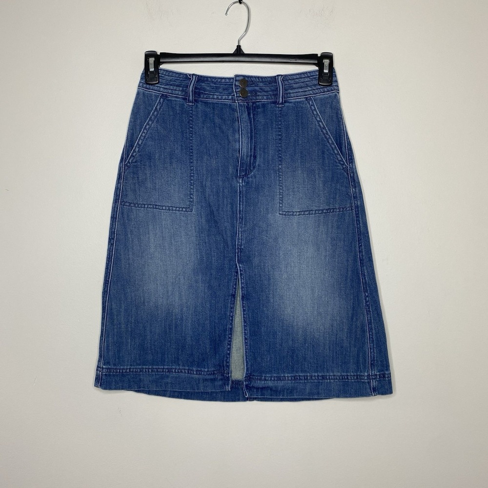 Anthropologie Pilcro Utility Denim Skirt Front Slit Boho Hippie Women's Size 2